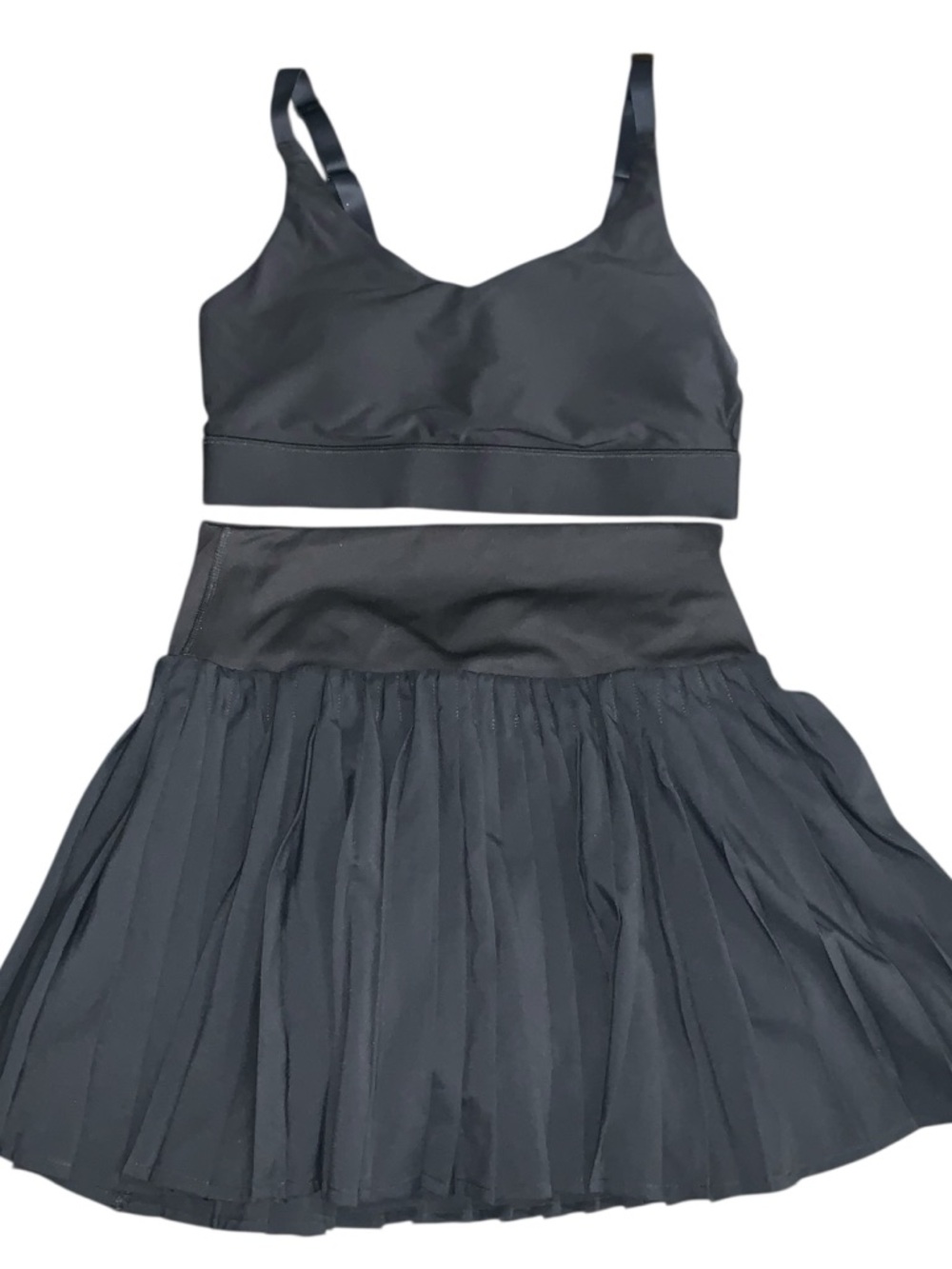 all in motion Black Bralette and Pleated Skirt Set